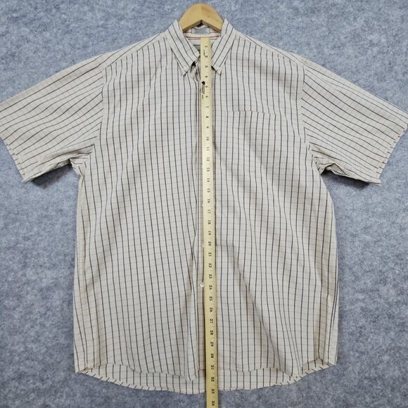 Cutter & Buck Beige Windowpane‎ 100% Cotton XL Short Sleeve Button Up/Down Shirt - Picture 8 of 10